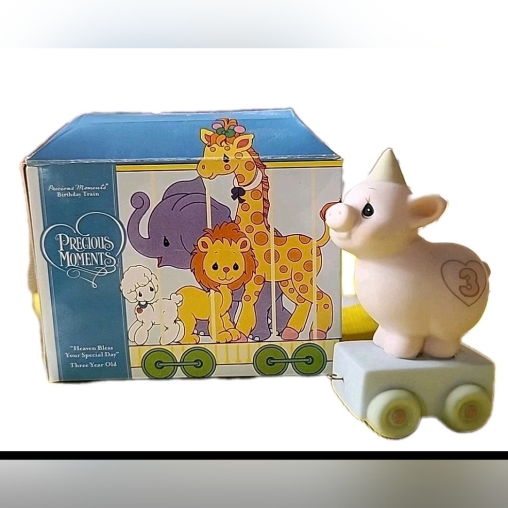 VINTAGE PRECIOUS MOMENTS BIRTHDAY TRAIN AGE 3 PIG HEAVEN BLESS YOUR SPECIAL DAY
